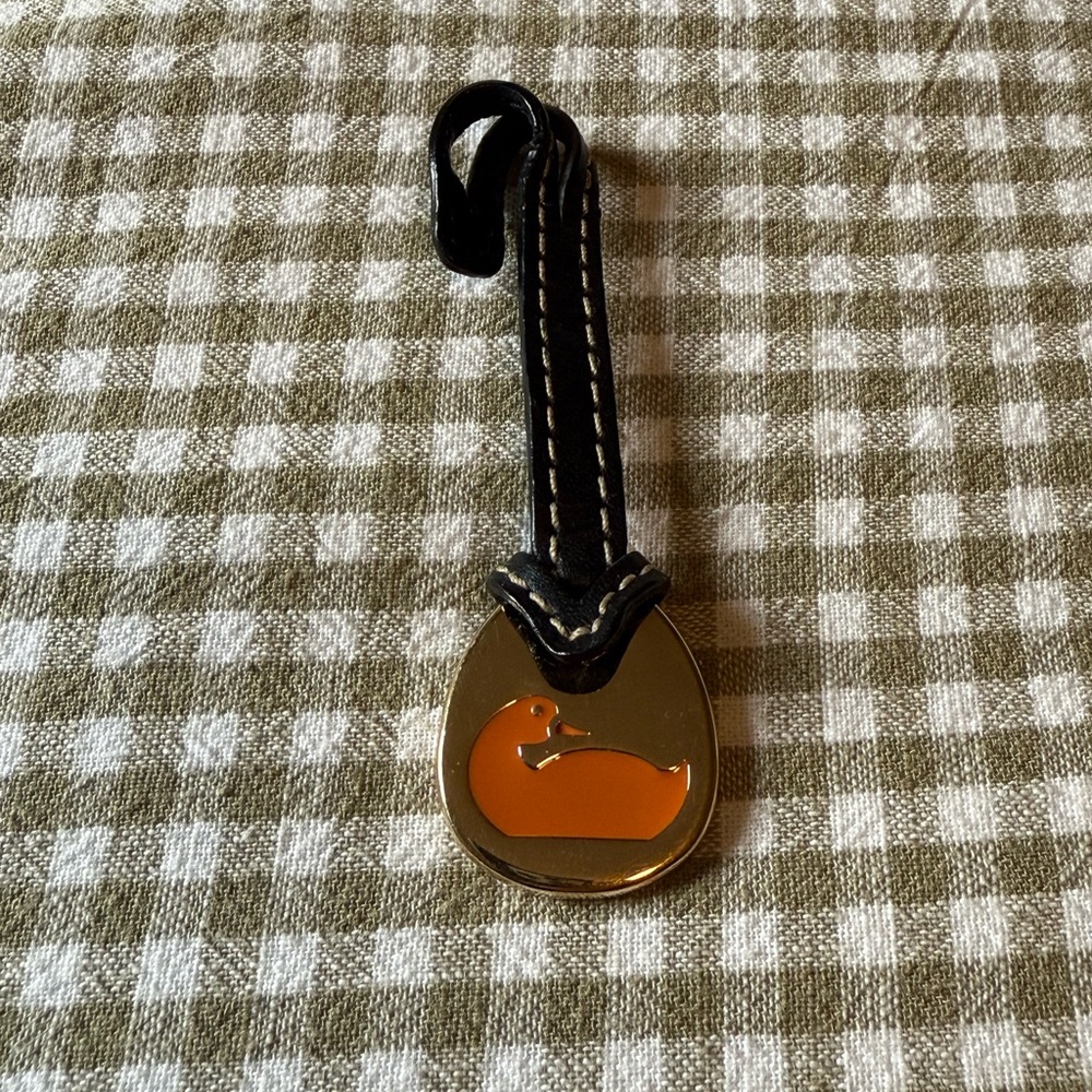 Dooney and Burke Gold and Black Leather Keychain